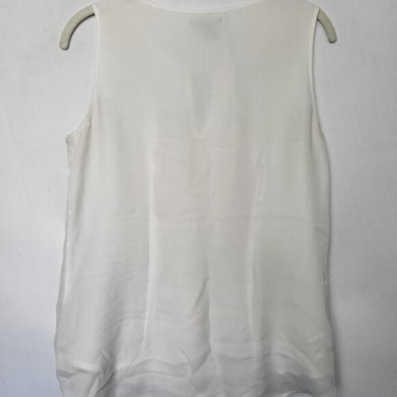 H&M EMBELLISHED SLEEVELESS BLOUSE – SIZE US 8 – WHITE – FLORAL BEADED TRIM - Picture 2 of 7